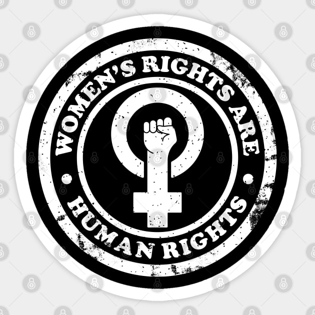 Womens Rights Are Human Rights Distressed Vintage Sticker by Whimsical Thinker